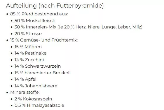 Pferd-Komplett-Menü, gewolft 1000g