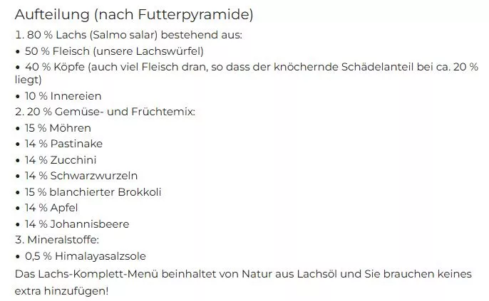 Lachs-Komplett-Menü, gewolft 1000g